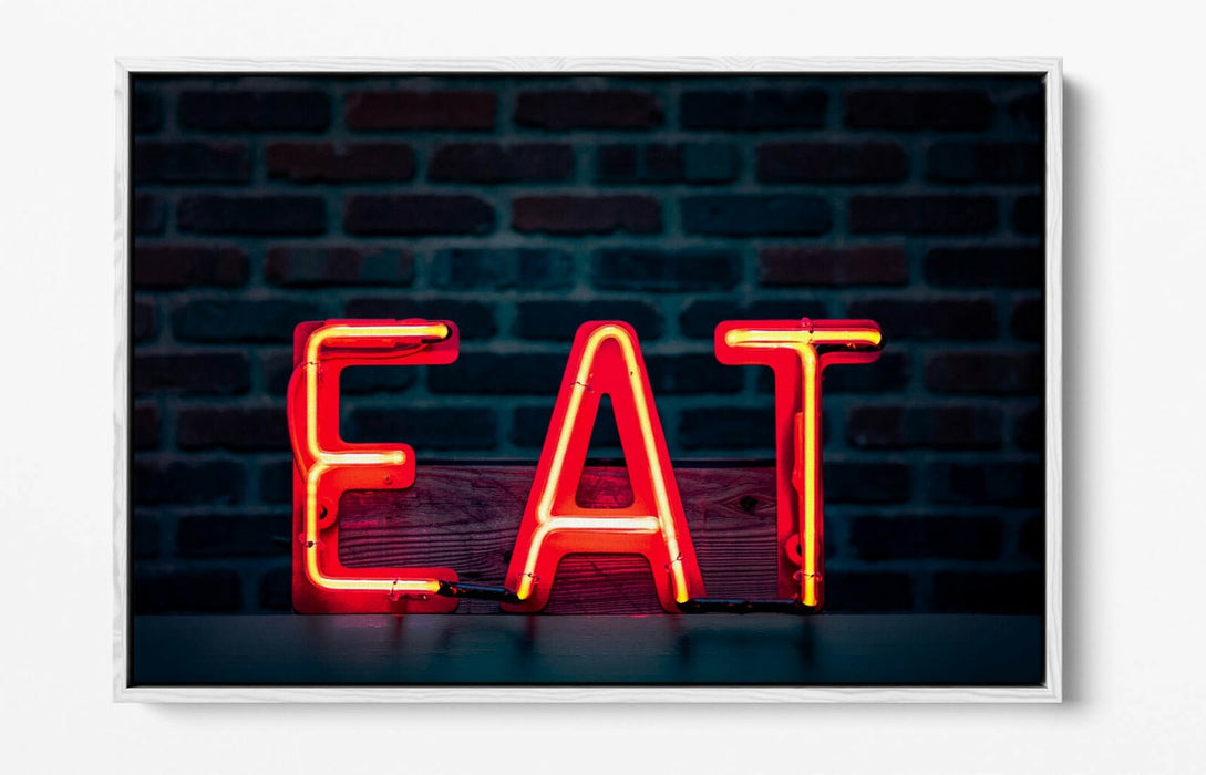 Kitchen Neon Sign - Float Effect Canvas Wall Art | Navy Handmade Kitchen Decor
