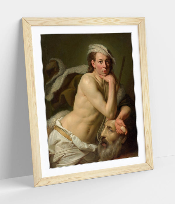 Framed Art Poster Featuring Johann Zoffany Self Portrait & Head of Goliath | Matte Paper Print