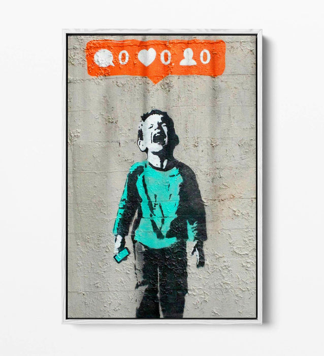 BANKSY "NO SOCIAL MEDIA" -FLOAT EFFECT CANVAS ART PRINT- GRAFFITI STREET ART