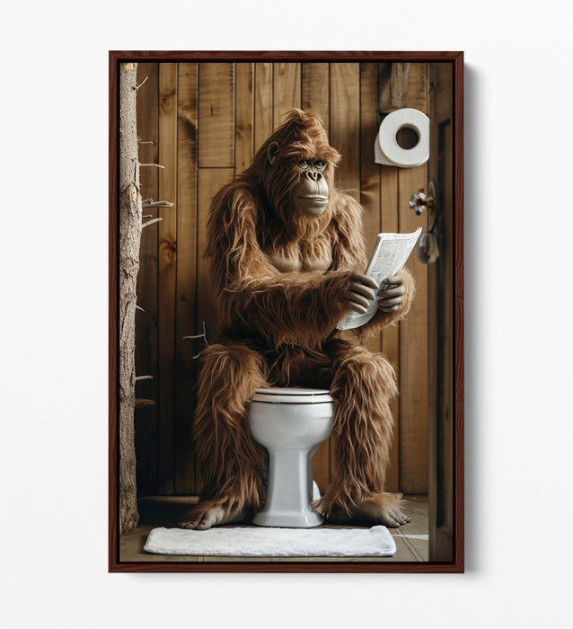 Bigfoot Canvas Art – Funny Bathroom Wall Decor | Float Effect Canvas Print
