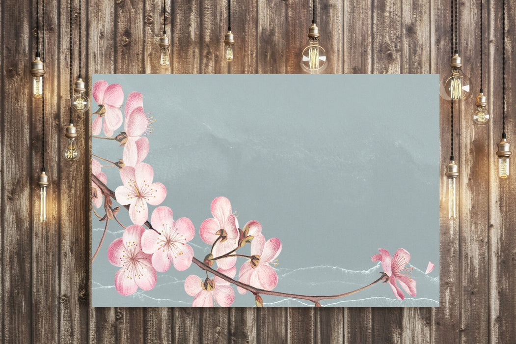 Blue Grey cherry Blossom CANVAS WALL ART PRINT ARTWORK 30MM DEEP FRAMED