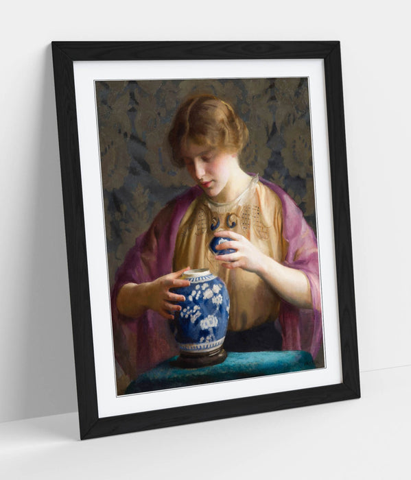 Framed Wall Art Featuring William McGregor Paxton Blue Jar Painting - Handmade UK Print