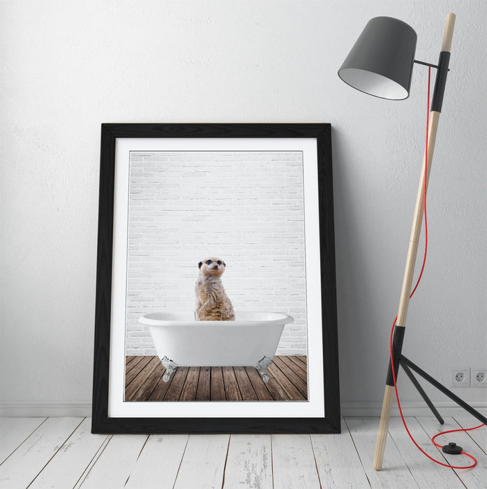 MEERKAT IN BATHTUB -QUIRKY ART FRAMED POSTER PICTURE PRINT BATHROOM ARTWORK