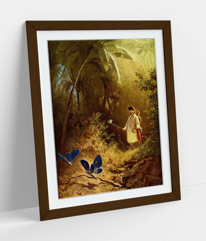 Framed Art Poster – Butterfly Hunter by Carl Spitzweg | Handmade UK Poster Print with Frame - 3 Colours