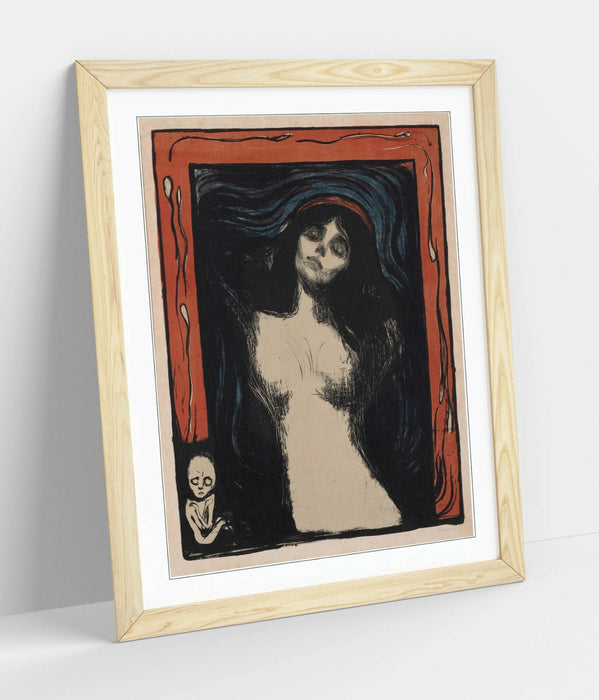 Edvard Munch Framed Poster – Madonna Art Print With Woodgrain Frame Design