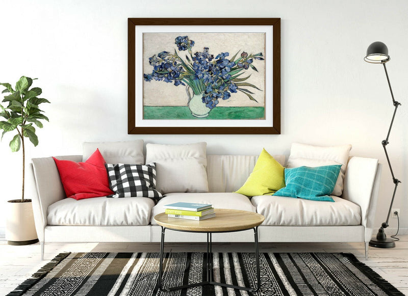 Van Gogh Irises Print – Framed Wall Art With Woodgrain Frame Finish & Archival Ink