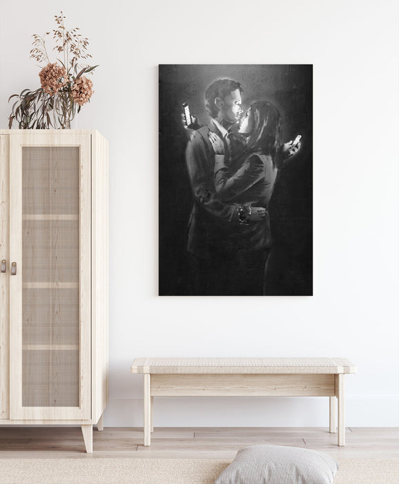 MOBILE LOVERS PORTRAIT -  CANVAS STREET WALL ART PRINT ARTWORK BANKSY STYLE