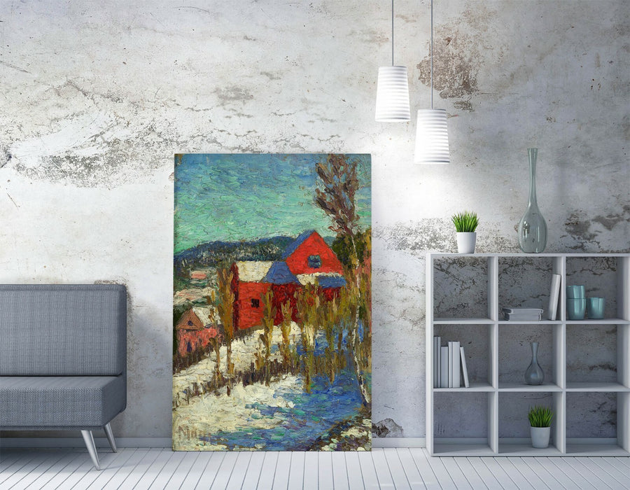 KONRAD MAGI, LANDSCAPE WITH HOUSES -CANVAS WALL ART PRINT ARTWORK DEEP FRAME
