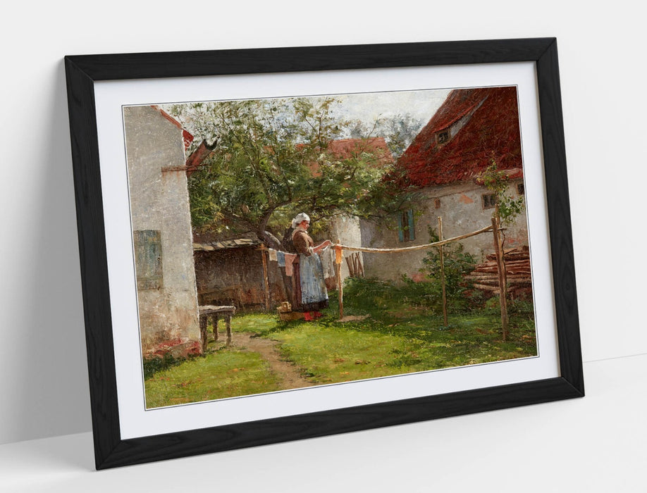 Framed Wall Art - John Ottis Adams Wash Day Bavaria Poster Print 4 Sizes