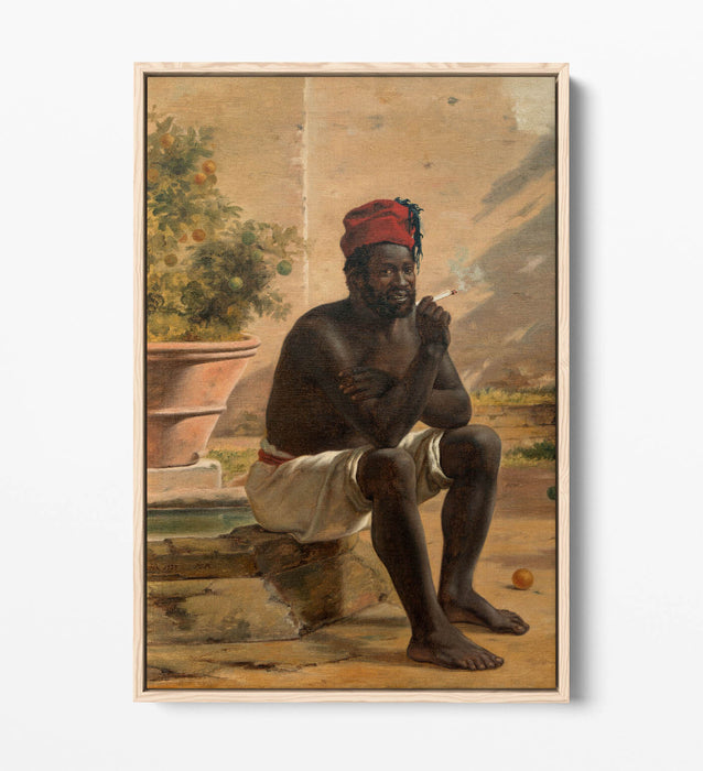 Canvas Wall Art | Martinus Rorbye Sitting Nubian | Float Effect, Handmade Print