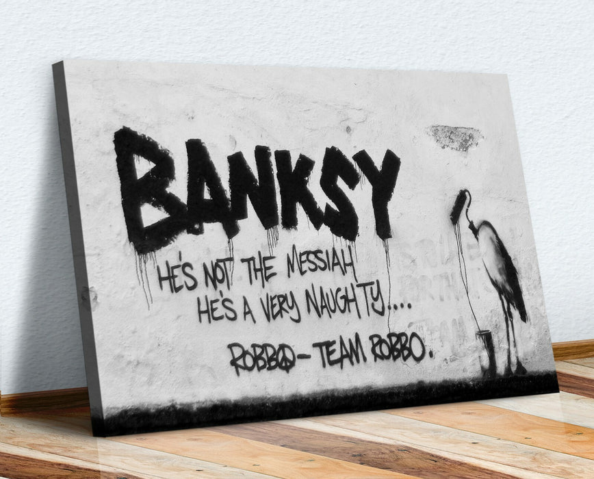 BANKSY STYLE - BANKSY V ROBBO -  CANVAS STREET WALL ART PRINT ARTWORK