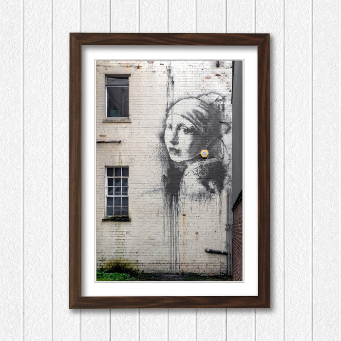 Banksy Framed Poster – Girl With Pearl Earring Wall Art Print, Matte Paper