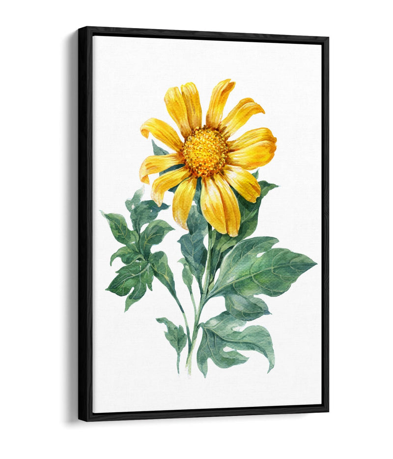 Sunflower Canvas Art - Vibrant Watercolor Print | Float Effect Wall Decor
