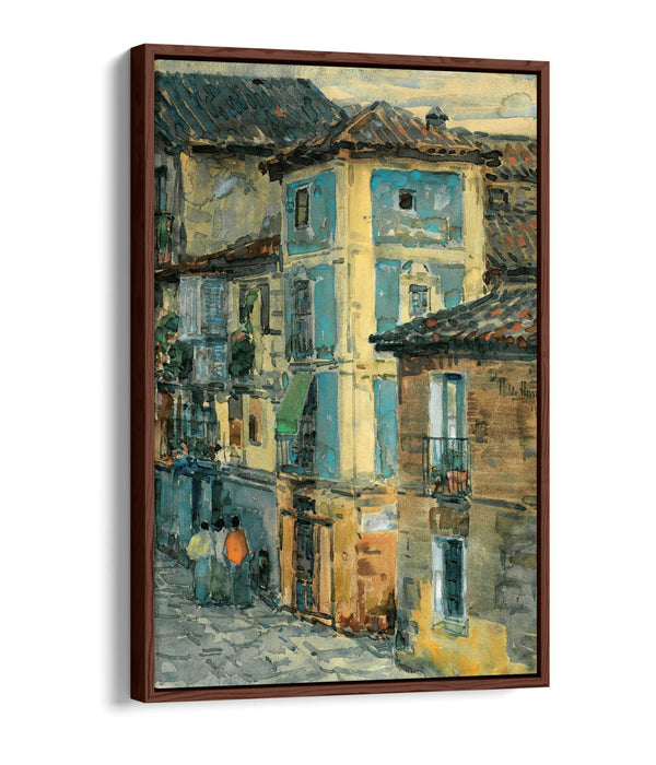Float Effect Canvas Art - Spanish Street Scene On Premium MDF Frame, Ready To Hang