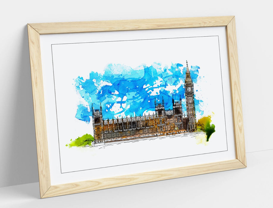 Westminster Abbey Wall Art – London Framed Poster With Watercolour Print
