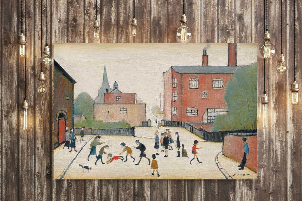 Children Playing CANVAS WALL ART PICTURE PRINT PAINTING FRAMED Ls Lowry Style