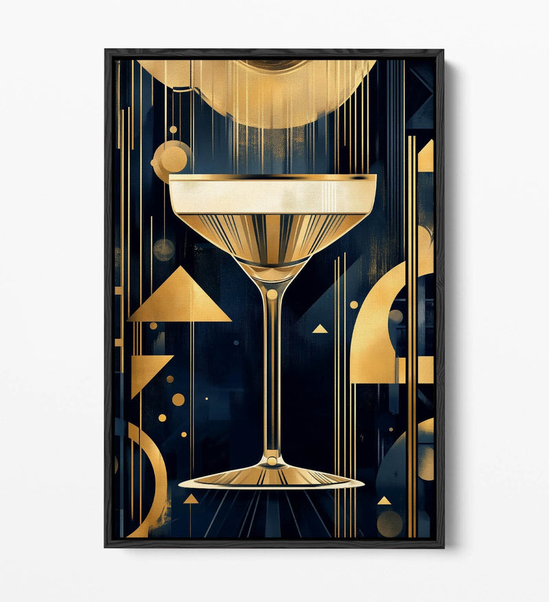 Art Deco Canvas – Classy Champagne Glass Float Effect Canvas Wall Art Print