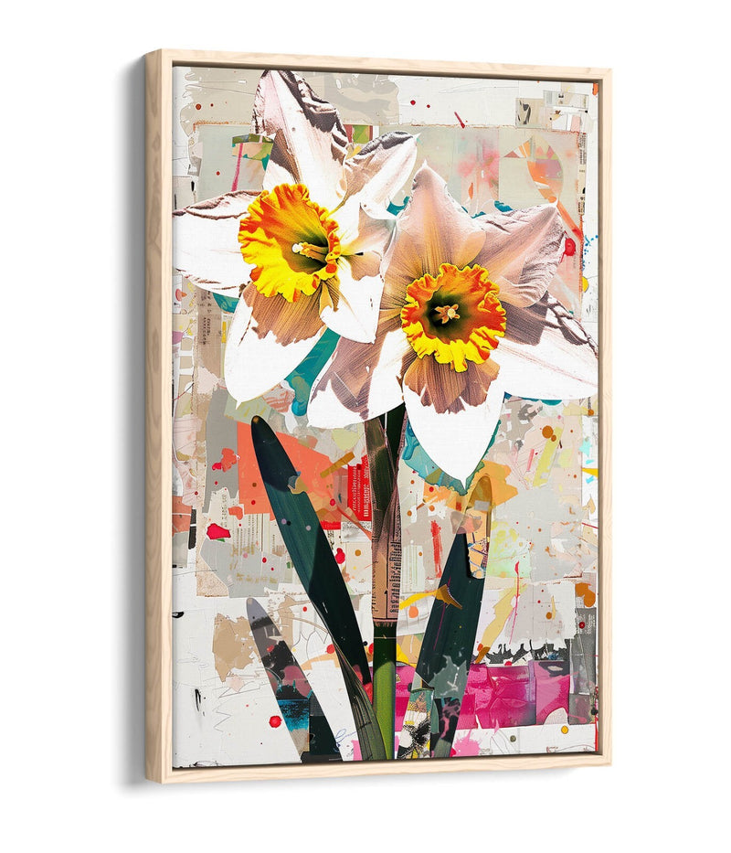 Float Effect Canvas Art - Daffodil Flower Artwork on Premium 30mm Deep Frame