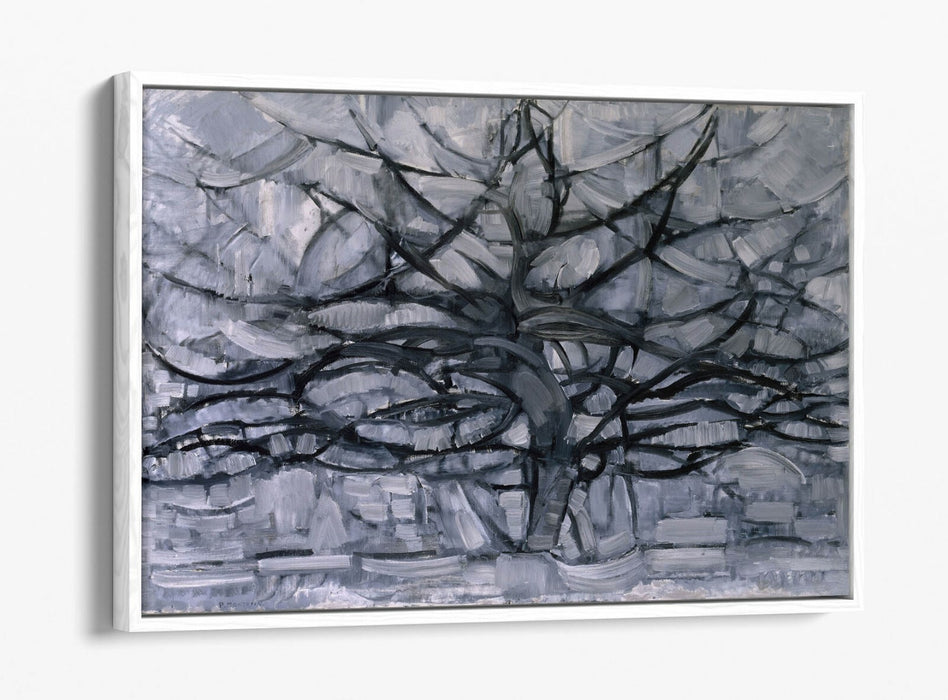 PIET MONDRIAN GRAY TREE -FLOAT EFFECT CANVAS WALL ART PIC PRINT- BLACK