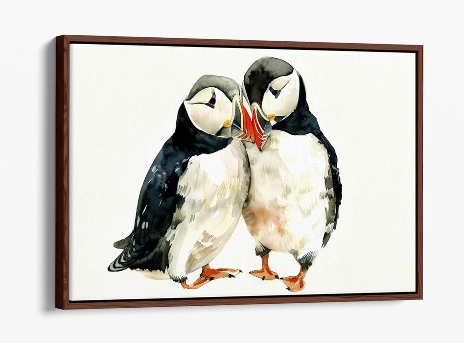 Puffins Canvas Art – Cute Animal Artwork Float Effect Canvas Wall Decor