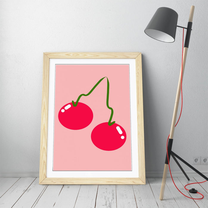 CHERRIES TRENDY MINIMALIST DECOR -FRAMED WALL ART PICTURE PRINT ARTWORK