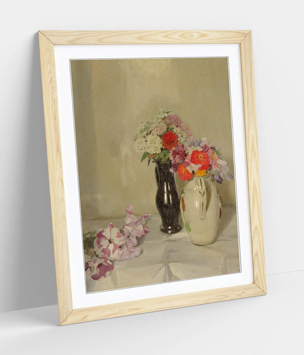 Framed Wall Art Featuring William Nicholson Zinnias - Handmade UK Print