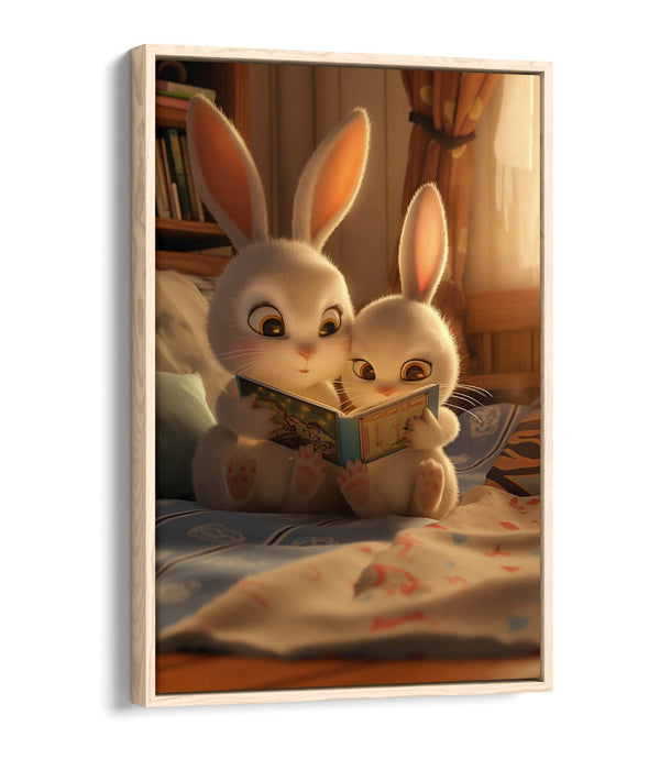 Kids Bedroom Canvas Art - Mother and Child Bunny Float Effect Wall Decor