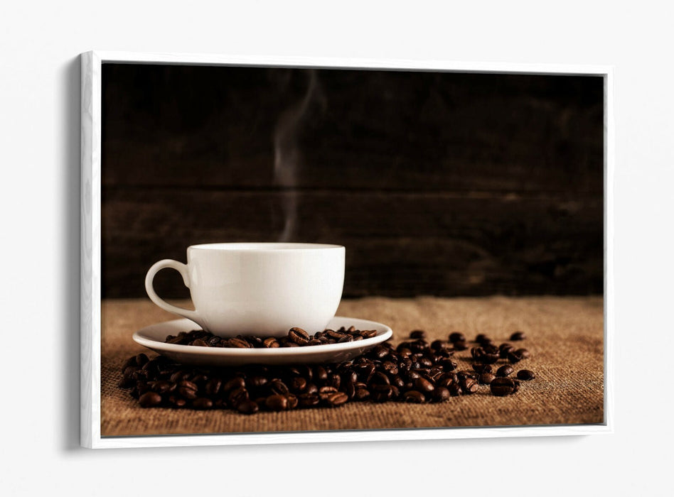 Canvas Wall Art - Coffee Cup Canvas With Float Effect | Handmade UK Premium Varnish Finish