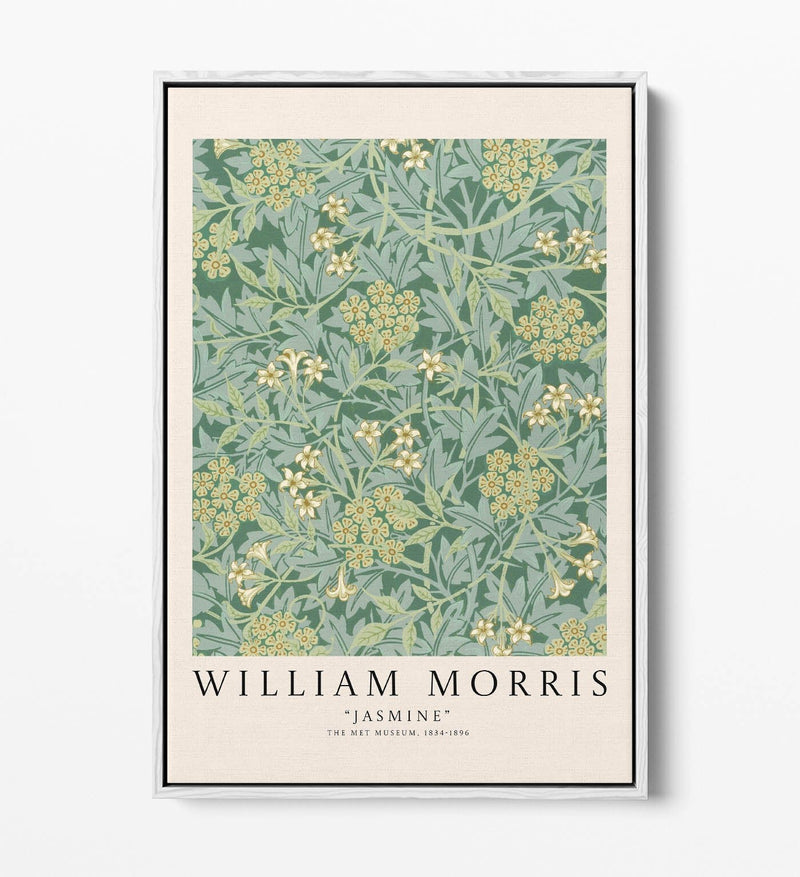 Floral Canvas Art - William Morris Jasmine Botanical Wall Art With Premium Float Frame