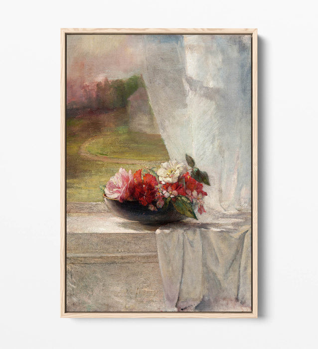 Float Effect Canvas Art – Flowers on Window Ledge | Premium Handmade Wall Decor