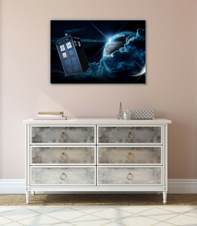 Doctor Who Canvas Art – Handmade Tardis Wall Decor | Premium Varnish Finish