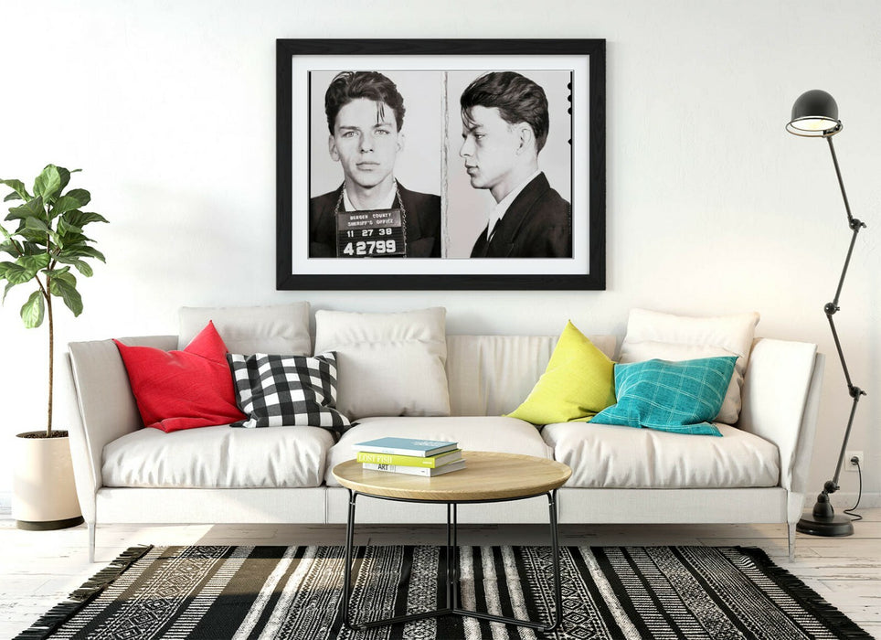 FRANK SINATRA MUGSHOT 2 -ART FRAMED POSTER PICTURE PRINT ARTWORK- BLACK & WHITE