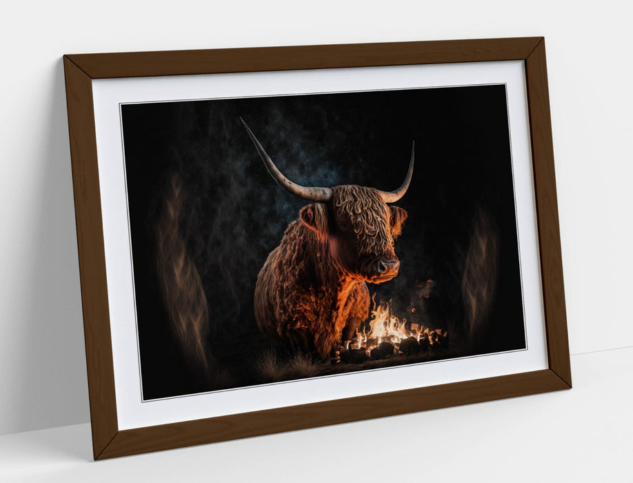 Highland Cow Wall Art – Framed Rustic Farmhouse Print | Handmade UK Decor