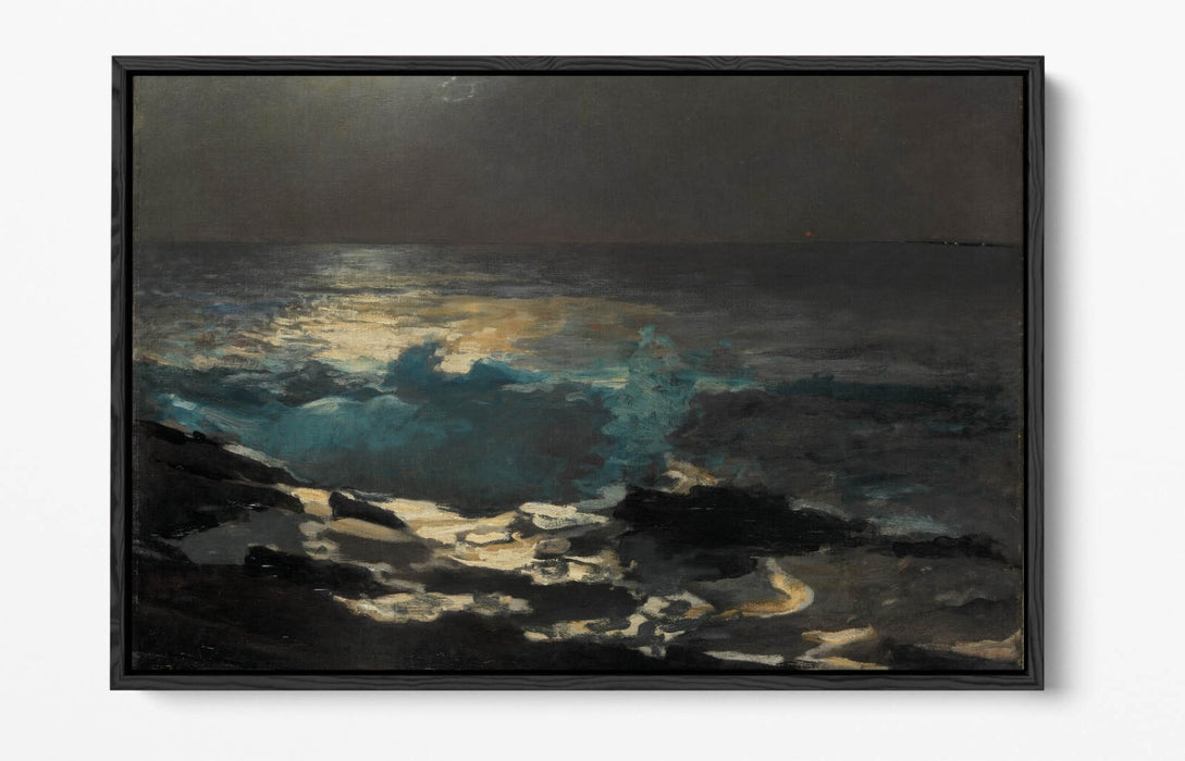 WINSLOW HOMER, MOONLIGHT WOOD ISLAND LIGHT -FLOAT EFFECT CANVAS WALL ART PRINT
