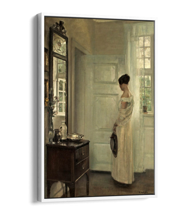 CARL HOLSOE, SALON INTERIOR WITH WOMAN -FLOAT EFFECT CANVAS WALL ART PIC PRINT