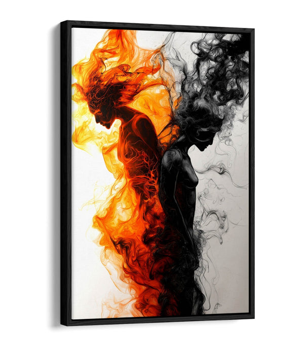 Fire And Smoke Canvas - Handmade Float Effect Art With Premium Varnish Finish