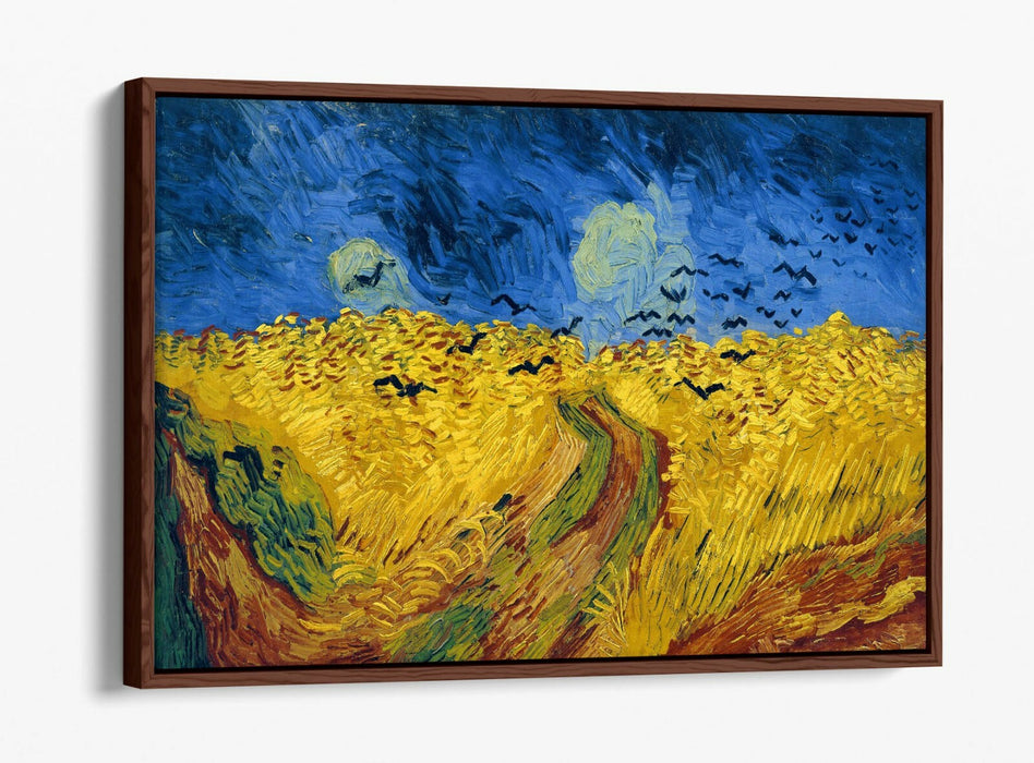 VAN GOGH WHEATFIELD WITH CROWS -FLOAT EFFECT CANVAS WALL ART PIC PRINT- BLUE