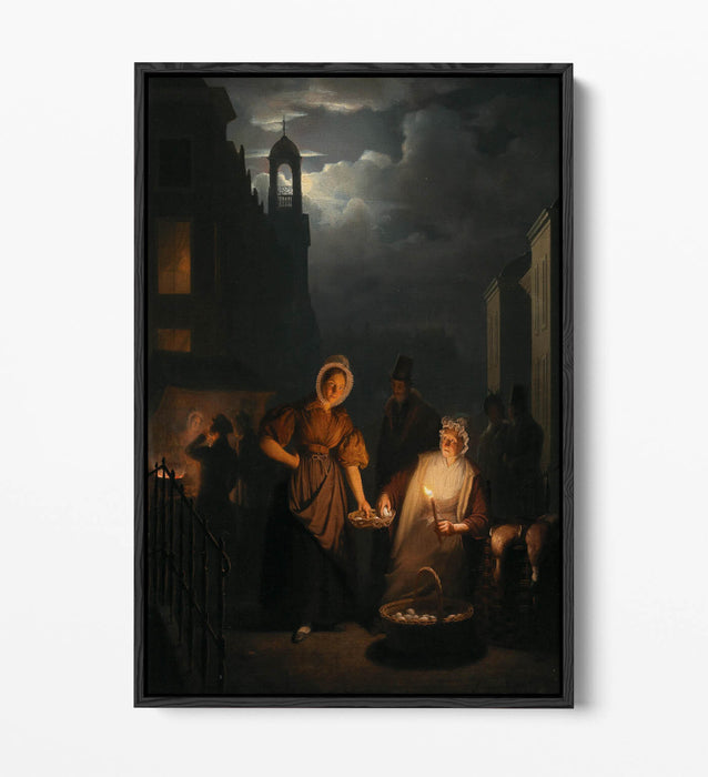 PETRUS VAN SCHENDEL, NIGHT MARKET -FLOAT EFFECT CANVAS WALL ART PICTURE PRINT