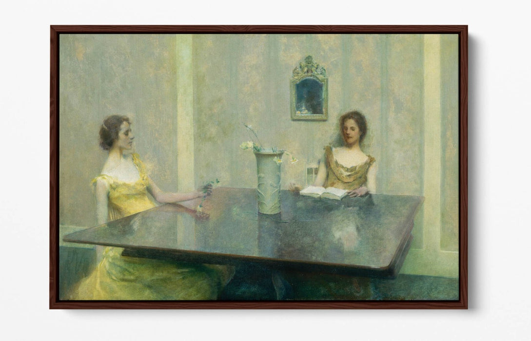 THOMAS WILMER DEWING, A READING -FLOAT EFFECT CANVAS WALL ART PRINT