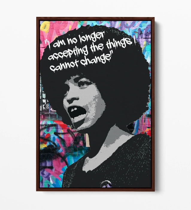 ANGELA DAVIS ACTIVIST GRAFFITI QUOTE -FLOAT EFFECT CANVAS WALL ART PIC PRINT