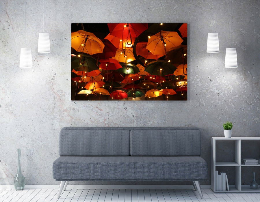Canvas Wall Art – Umbrella Sky Lights Abstract Print | Handmade, Vibrant Colors