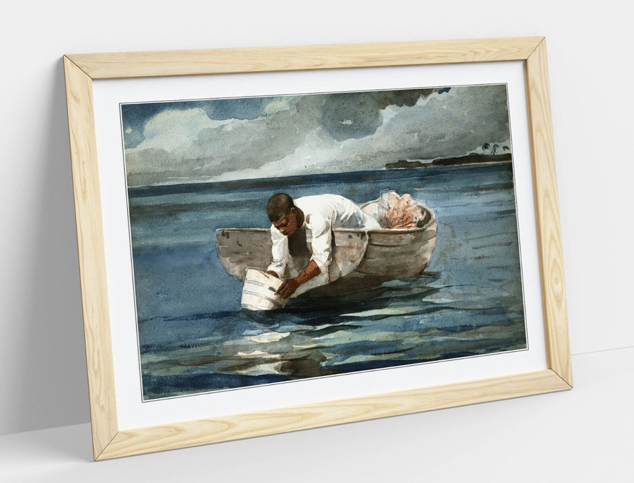 Framed Wall Art Poster - Winslow Homer Water Fan Painting | UK Handmade Decor