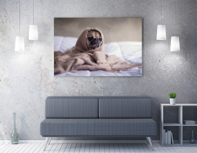 Pug Dog Canvas Art - Cute Pet Wall Art Print | Handmade UK Bedroom Decor