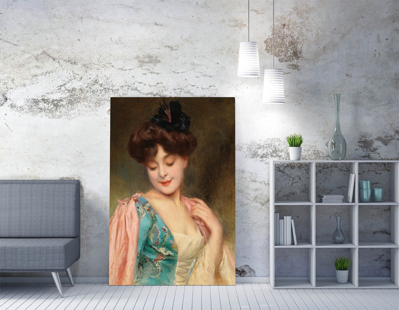 Canvas Wall Art Featuring Alexis Vollon Flirtatious Lady Painting – Premium Print