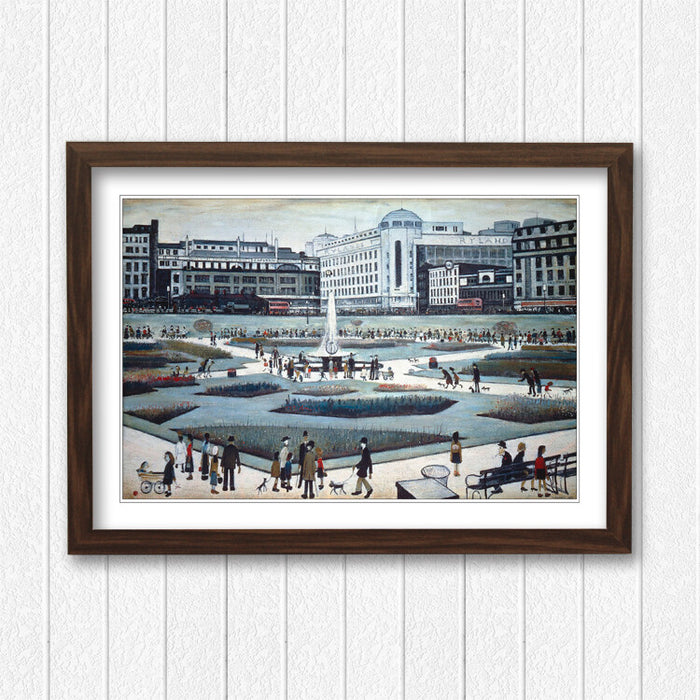Piccadilly Gardens People FRAMED WALL ART PRINT PAINTING 4 SIZE LS Lowry Style