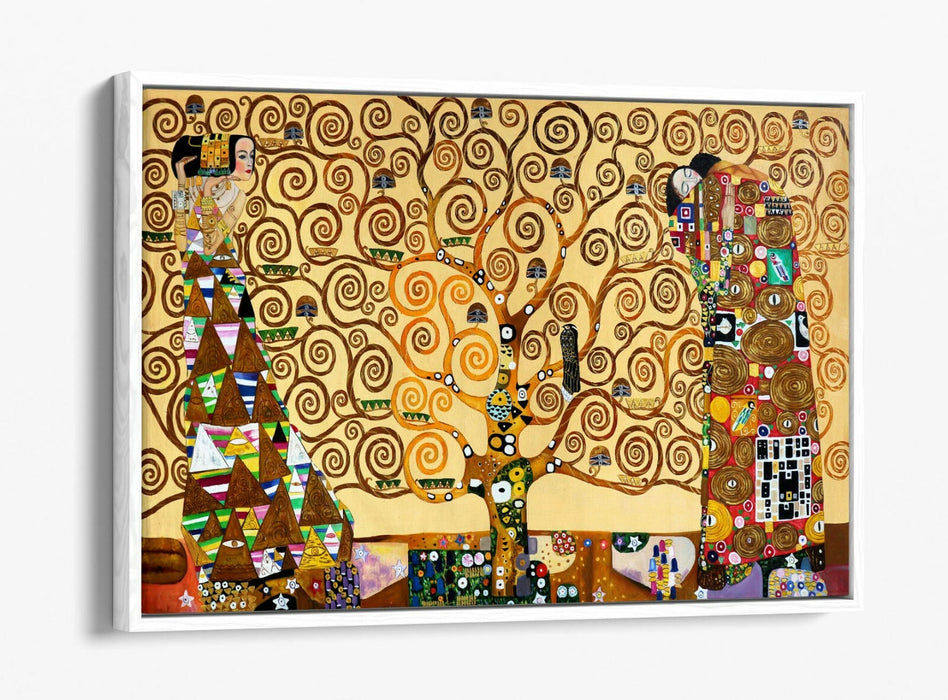 GUSTAV KLIMT THE TREE OF LIFE -FLOAT EFFECT CANVAS WALL ART PIC PRINT- ORANGE