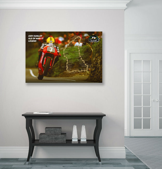 Isle of Man TT Canvas - Joey Dunlop Racing Bike Wall Art Print | Framed 30mm Deep