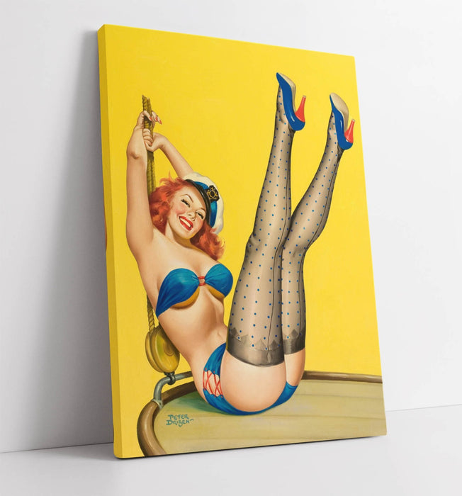 Vintage Pin Up Poster - Handmade Canvas Wall Art | Deep Framed Artwork UK