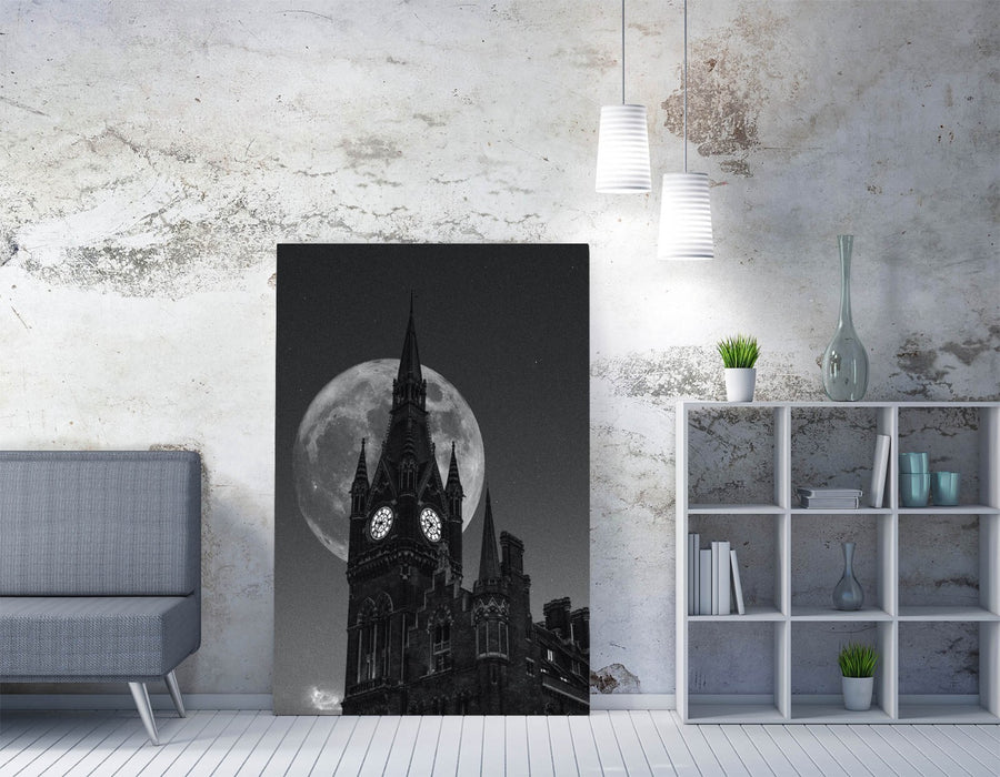 Westminster Abbey Canvas – London Wall Art | Full Moon Night Scene Print