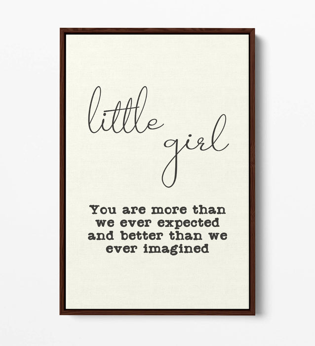 "LITTLE GIRL" NURSERY BABY ROOM QUOTE SLOGAN -FLOAT EFFECT CANVAS WALL ART PRINT